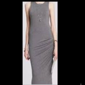 Grey rushed sleeveless  Banana Republic long dress